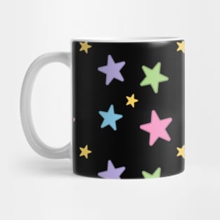 Rainbow Stars Pattern in Black Mug